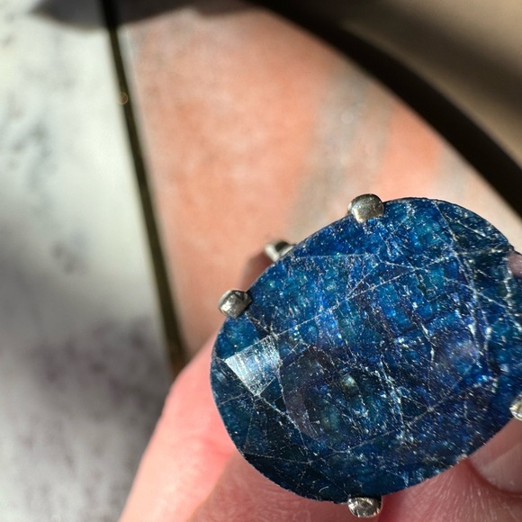 Raw sapphire ring amazing!~ real silver ring heavy excellent quality size 8 - Picture 15 of 16